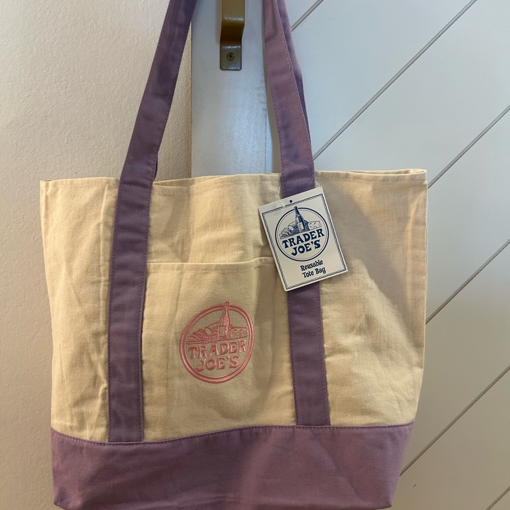 Large Lavender Canvas Tote Bag Spring Trader Joe’s